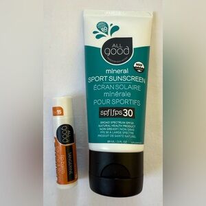 All good mineral sport sunscreen & Lip Balm